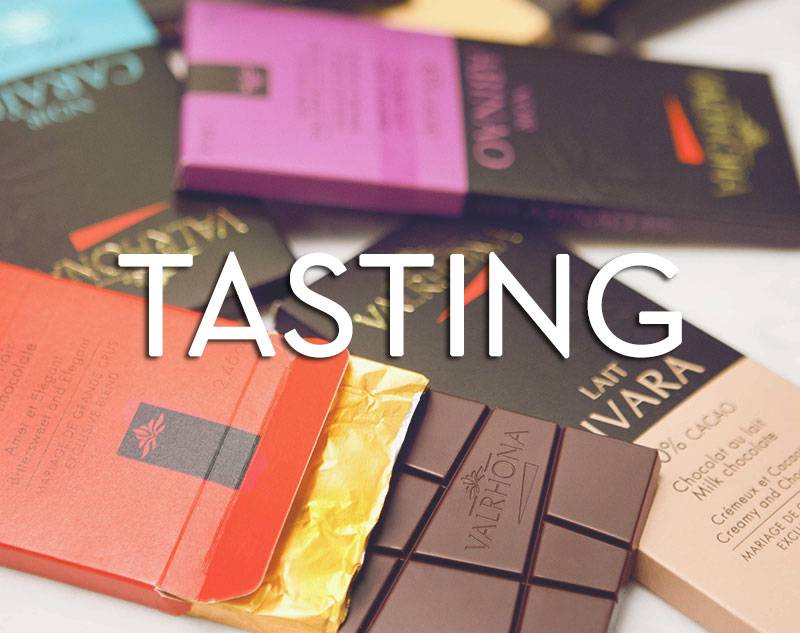 Button for Valrhona's Tasting Bar Products Selection